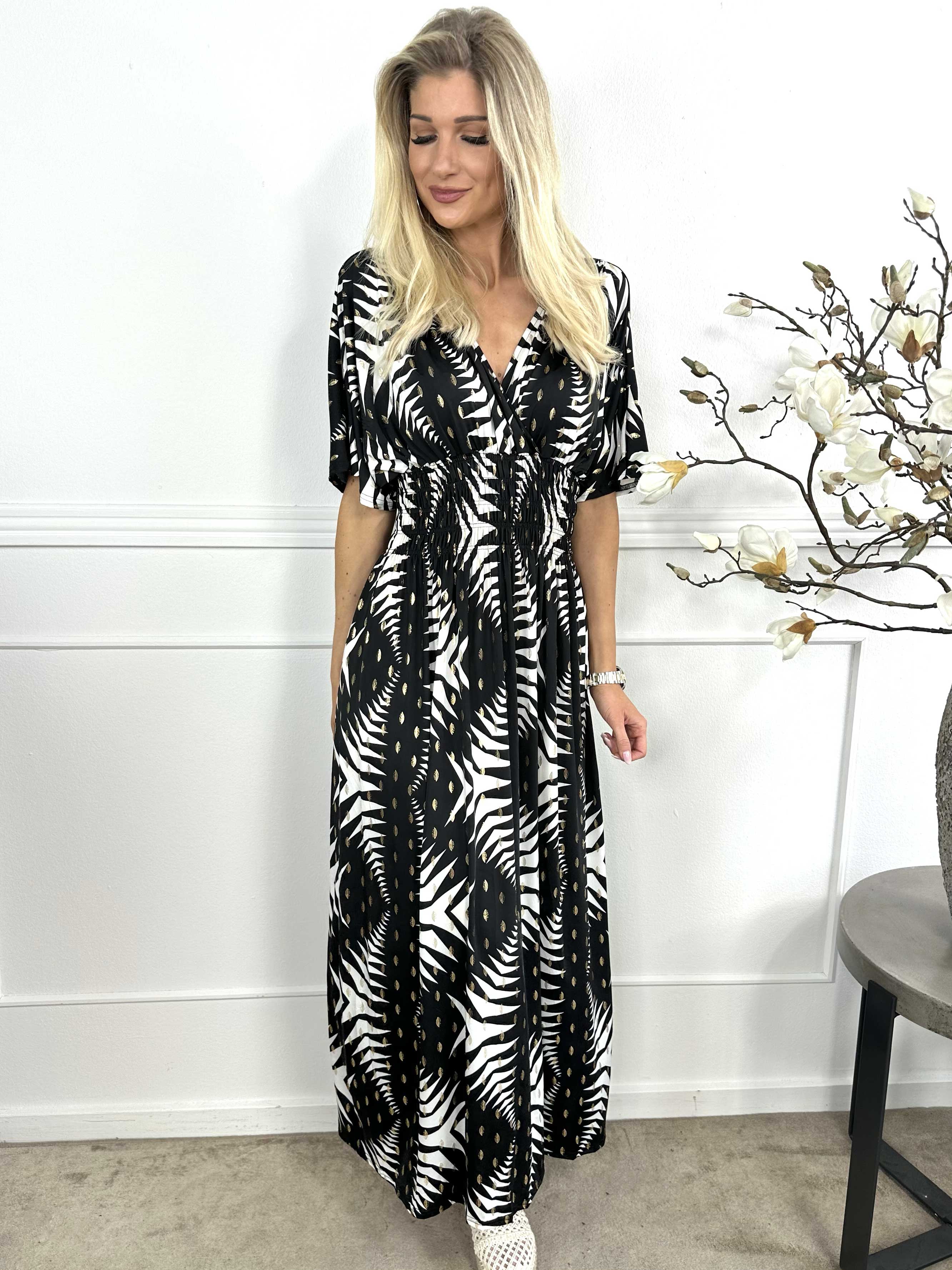 Pams Pattern - Lång klänning med resår i skrynkelfritt tyg